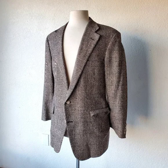 Polo Ralph Lauren Vintage Glenn Plaid Tweed Wool 2 Piece Mens Retro Suit 42R/34 - Picture 4 of 14